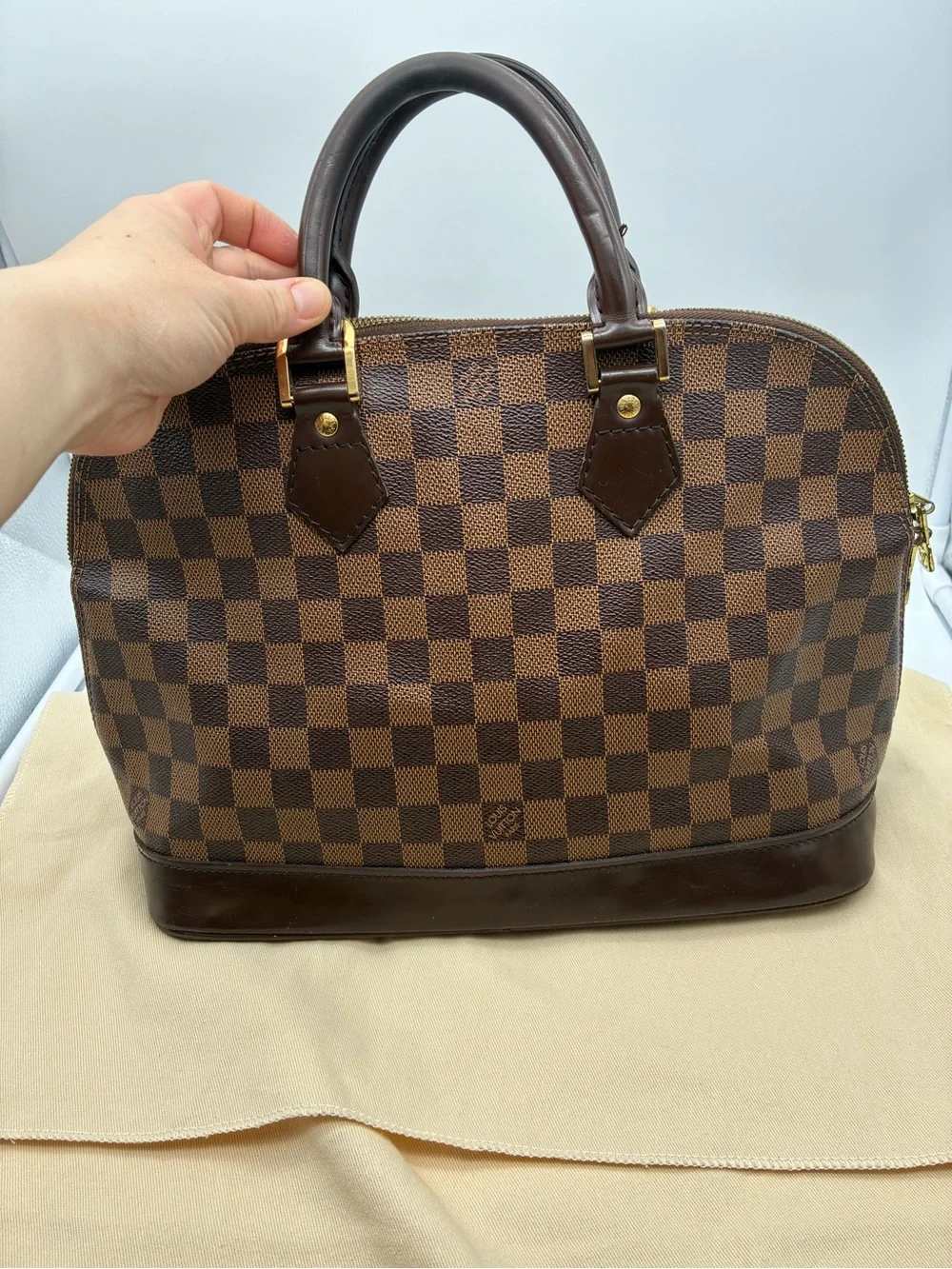 Louis Vuitton Damier Ebene Alma PM Hand bag with LV dustbag